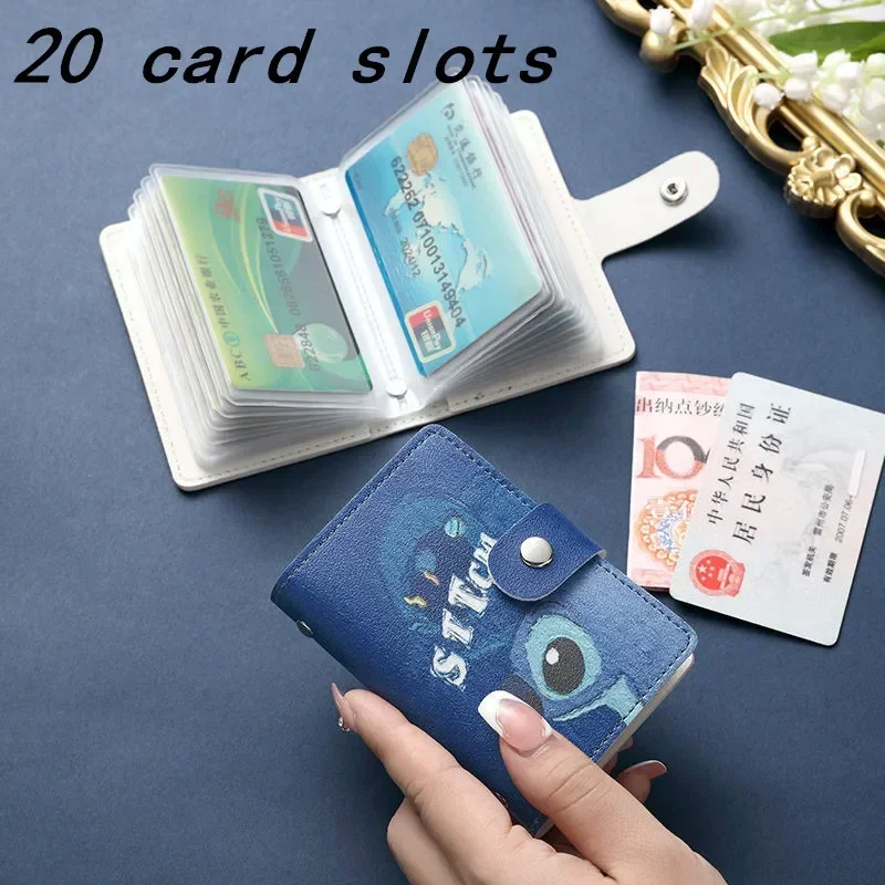 Disney Stitch Card Bags Cartoon Lilo & Stitch Winnie The Pooh Leather Driver's License Document Clip Women Credit Card ID Holder