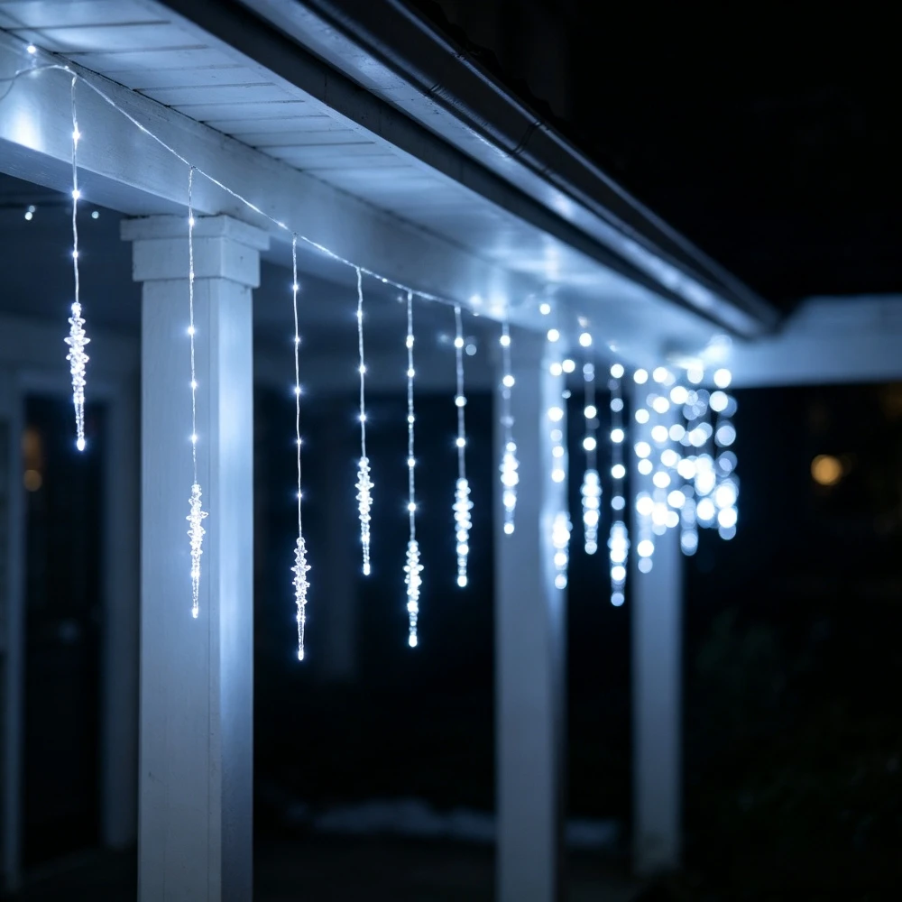 3M100LED Icicle Curtain Ice Drop String Lights, USB Powered Hanging LED Fairy Lights for Home Window Outdoor Party Decor