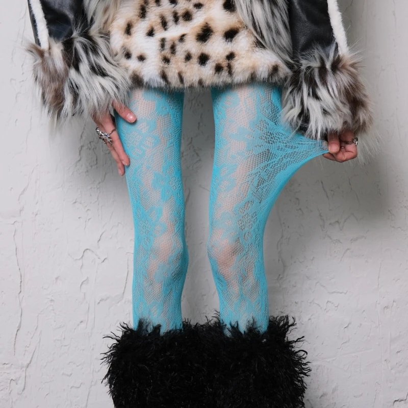 Millennium Subculture Y2K Spicy Girl Pantyhose Spring Item for Women High Saturation Outfit Retro Hollow Sexy Skirt Stockings