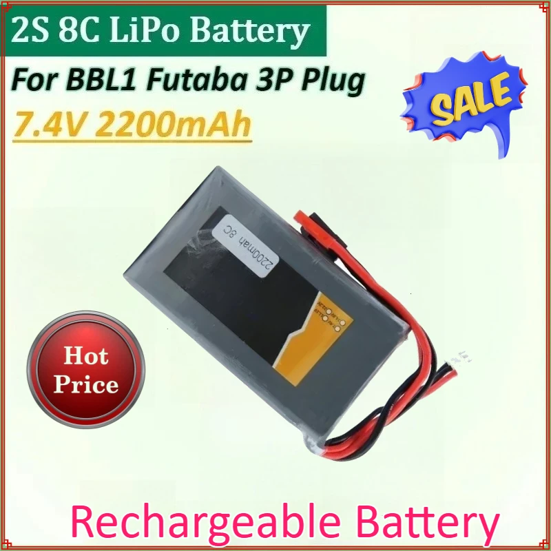 

High Power 7.4V 2200mAh 2S 8C LiFe Battery Pack for BBL1 Futaba 3P Plug for 16SZ 18SZ 14SG Remote Control Rechargeable Battery