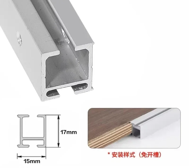 Jishi TV cabinet, bookcase, slide rail, living room, kitchen, double buffer, slotting-free, external hanging door track, push-pu view 3