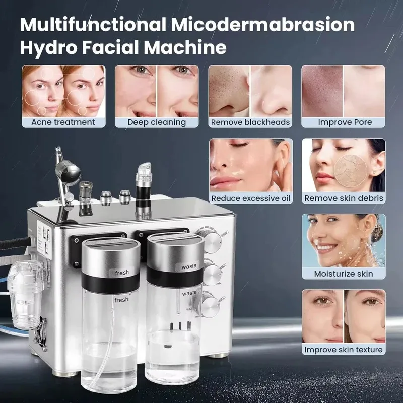 3in1 Hydro Dermabrasion Facial Cleaner Skin Lifting Treatment H2-O2 Microdermabrasion Small Bubble Tightening for Spa Therapy