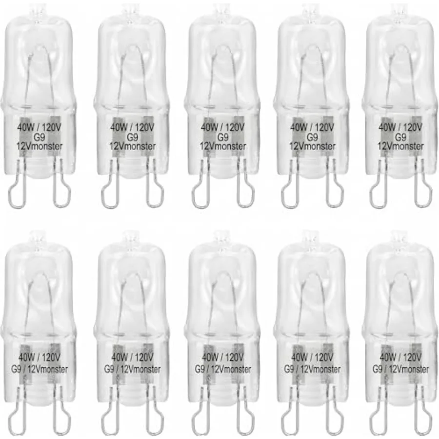 10 Pack Crystal e 40W Q40/G9/CL/120V G9 JCD 40 Watt 120 Volt T4 JD Type Halogen House Hold Light Bulb Hanging Pendant Accent Ty
