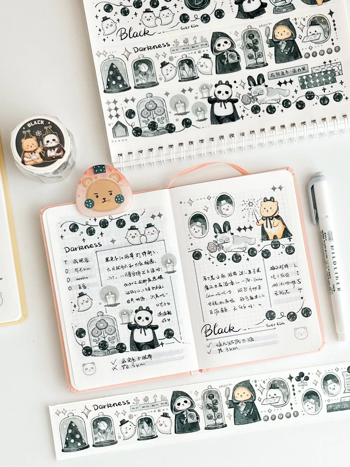 Cute Witch Bear Animals Girl Stickers Kawaii Washi Masking Tape Journal Diy Stickers EverEin