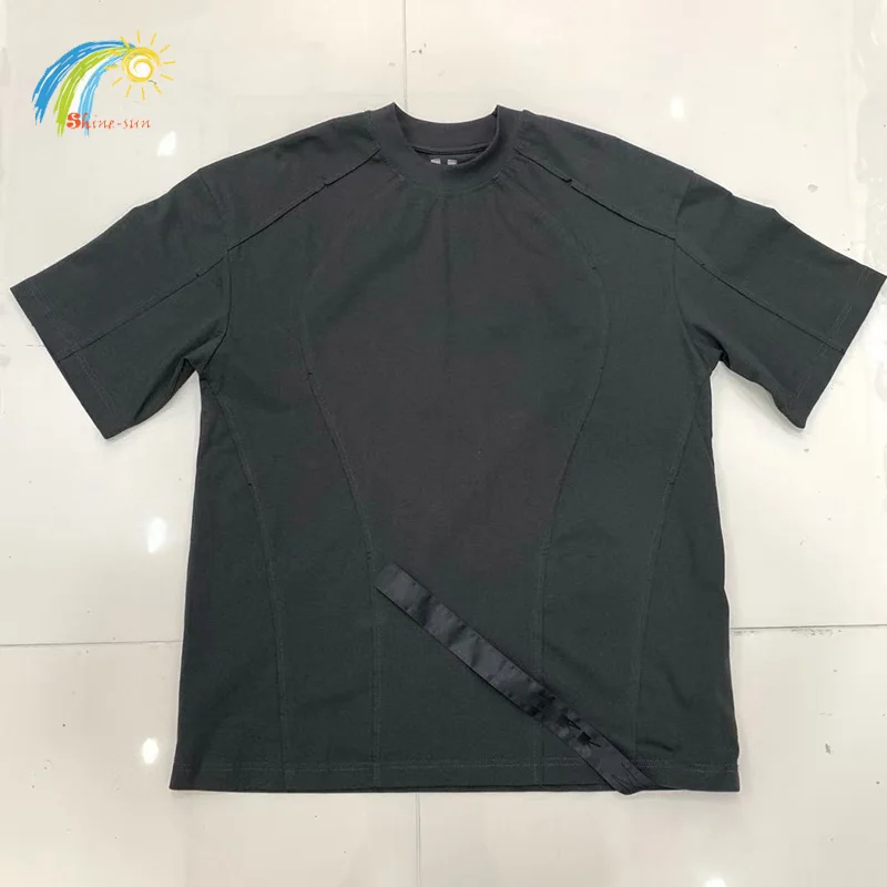 

25SS High Street Deconstruction Splicing Cut однотонная черная абрикосовая футболка для мужчин и женщин унисекс пара большая футболка высшего качества