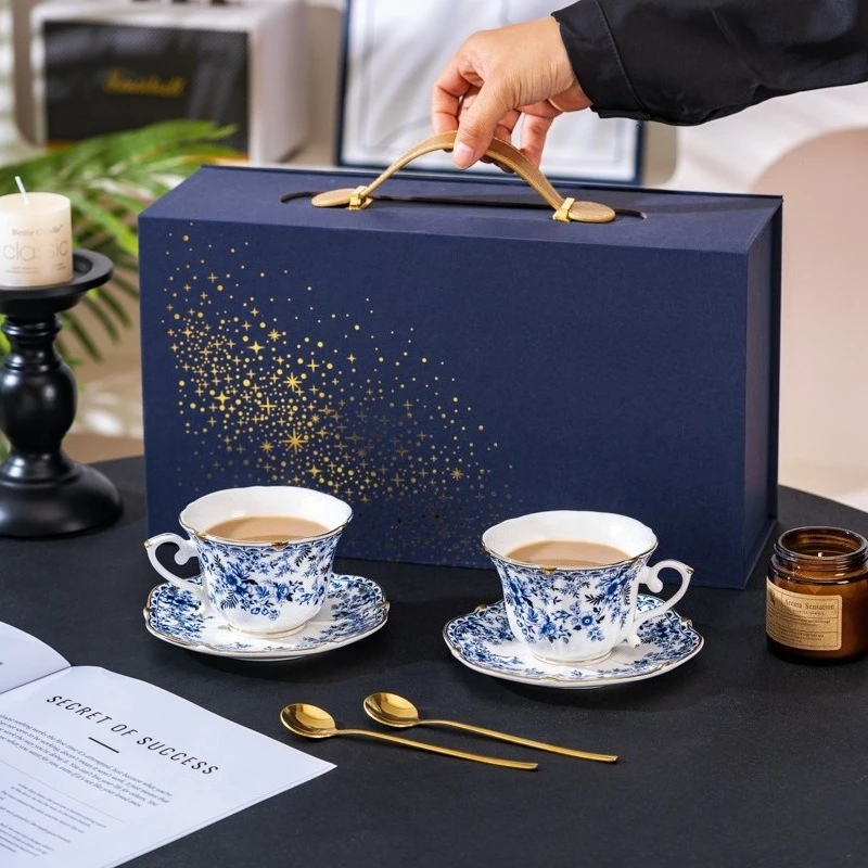 طقم فناجين قهوة وصحون من Bone China فنجان قهوة سيراميك رائع للسيدات طقم شاي بعد الظهر الإنجليزي