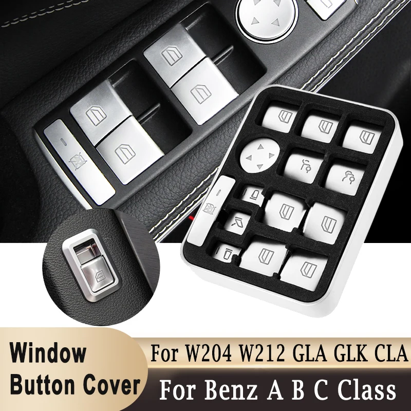 Car Window Lifter Switch Button Cap For Mercedes-Benz A B C Class W204 E W212 GLA CLA GLK GLE Decorative Cover Stickers