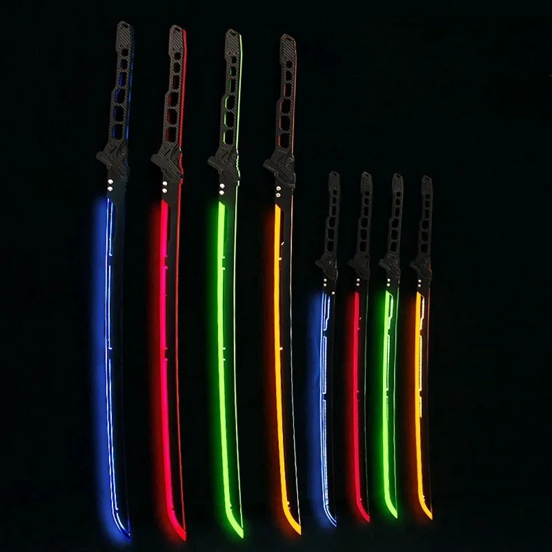 80/108cm Cyberpunk Katana Acrylic Luminous Sword Knife Anime Cosplay Prop Real Size Japanese Katana Samurai Sword Sabre Kid Toy