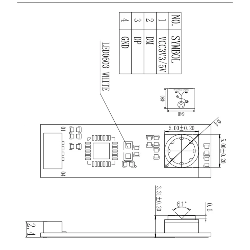 30W Pixel USB2.0 OV7675 Camera Module + USB Cable For Laptop Camera Module, Durable