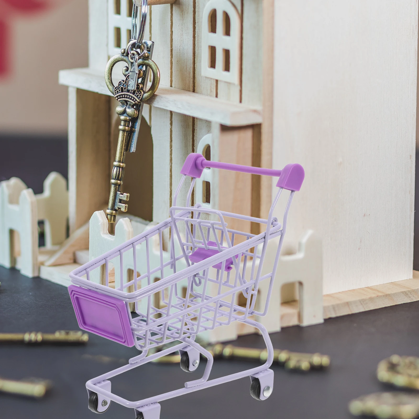 

Mini Shopping Basket Iron Mini Shopping Cart Multifuntional Decorative Small Supermarket Handcart Storage Display Accessory