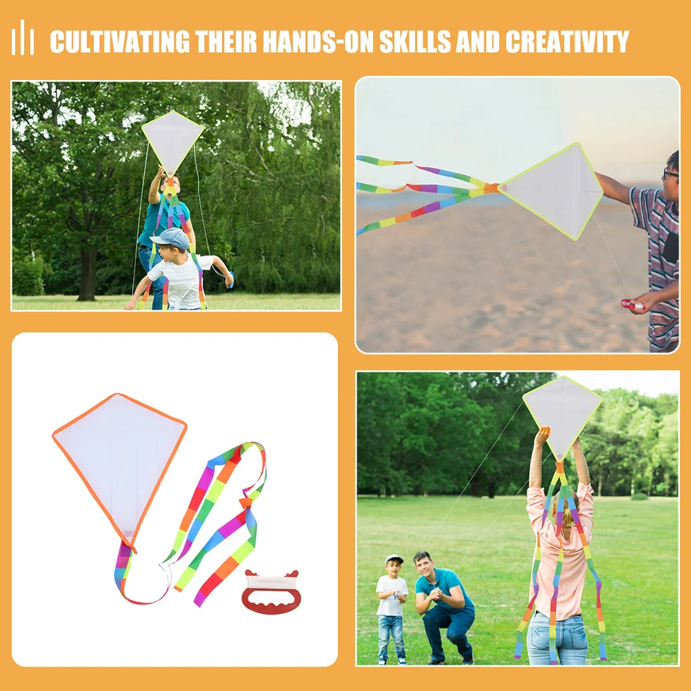 1 ensemble de cerf-volant vierge pour enfants, peinture interactive, artisanat, activité d'art, jeu de plein air, cadeau, excellente finition, Portable