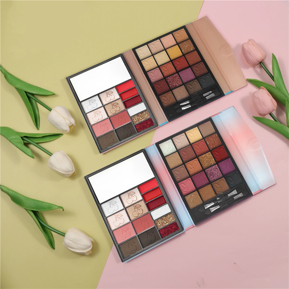 35-Farben-Make-up-Paletten-Set – 20 Lidschatten, 4 Textmarker, 3 Lipgloss und mehr |   Matt/schimmernd |   Spiegel & Bürste |   Tragbares Gi