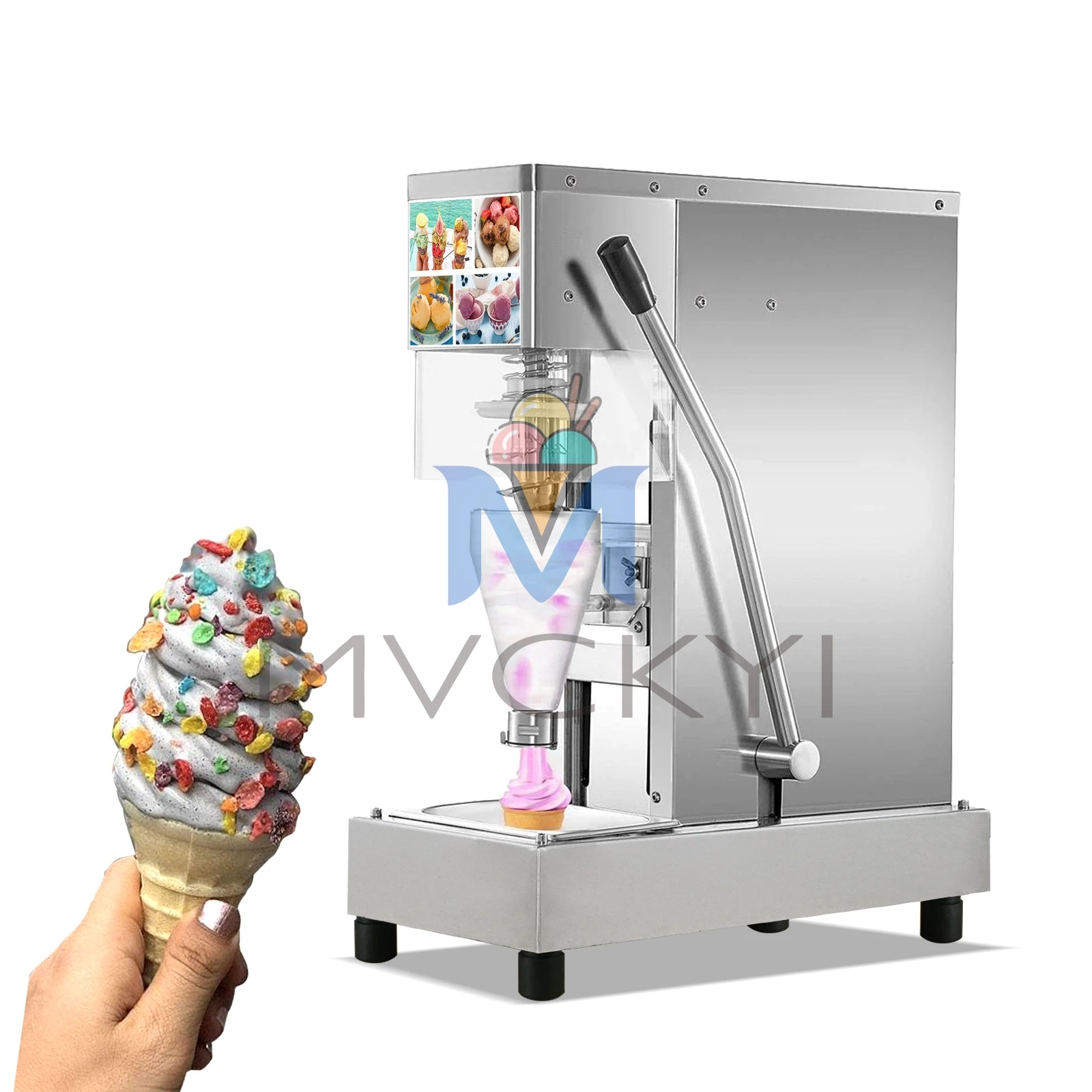 Mvckyi Commercial Ice Cream Maker Single-Flavor Benchtop Home Countertop Pre-Cooling Gelato Machine Kitchen Applianc