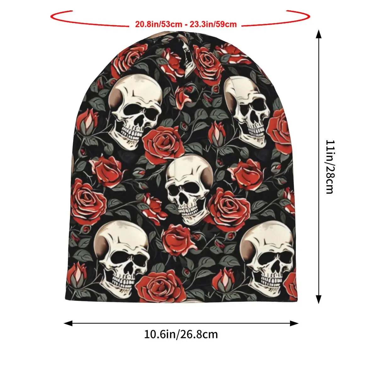 Skull And Roses Men Women Thin Beanies Windproof Ski Cap Double Layer Fabric Bonnet Hat