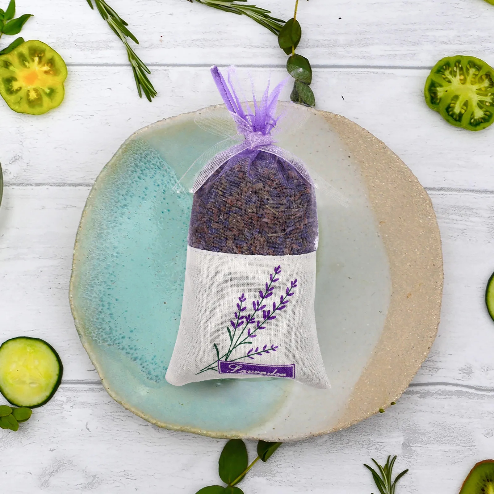 30Pcs Lavender Scented Sachet Bags 15x7.2cm Pretty Floral Pattern Soft Textured Fabric Portable Fragrance Pouches for Jewelry