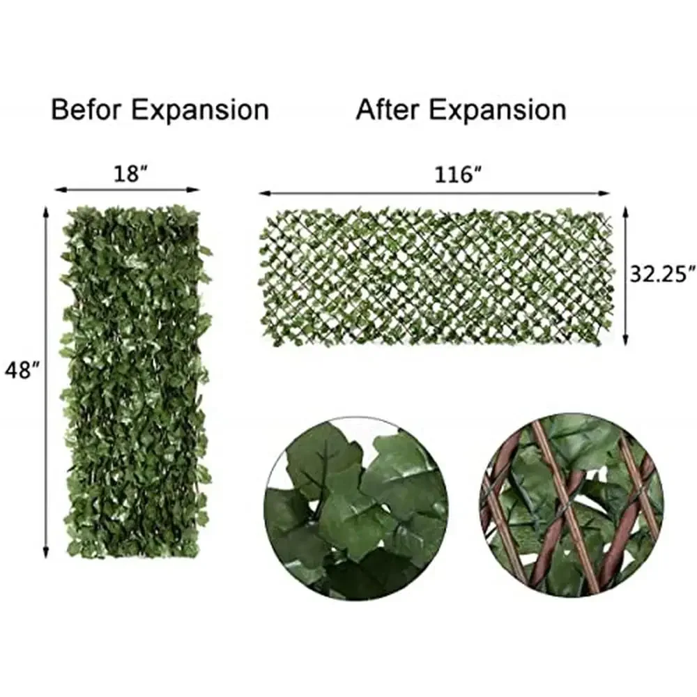 Ao ar livre falso hera expansível cerca painel de tela privacidade 2 pacote varanda pátio quintal decoração casa salgueiro jardim pano de fundo bloqueador uv