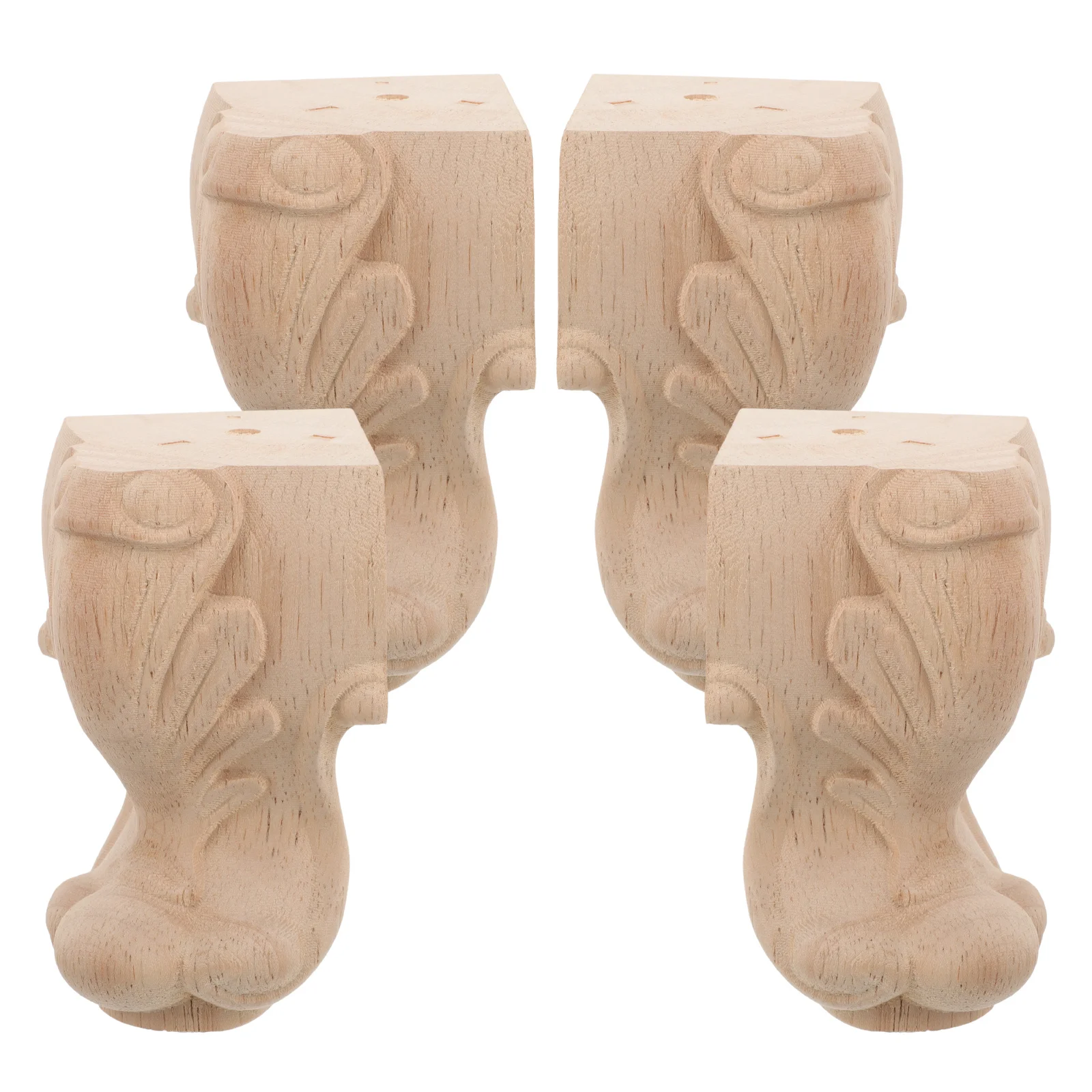 

4Pcs Hardwood Furniture Legs Classic European Carving Replaceable Feet for Sofa Chair Cabinet Strong Wooden Leg 110Mm Height