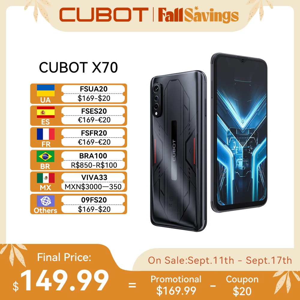 

Cubot X70, Android 13, Helio G99, Octa-Core, 120Hz 6.583 Inch Screen, 24GB RAM(12GB+12GB Extended), 256GB ROM, 100MP Camera, NFC