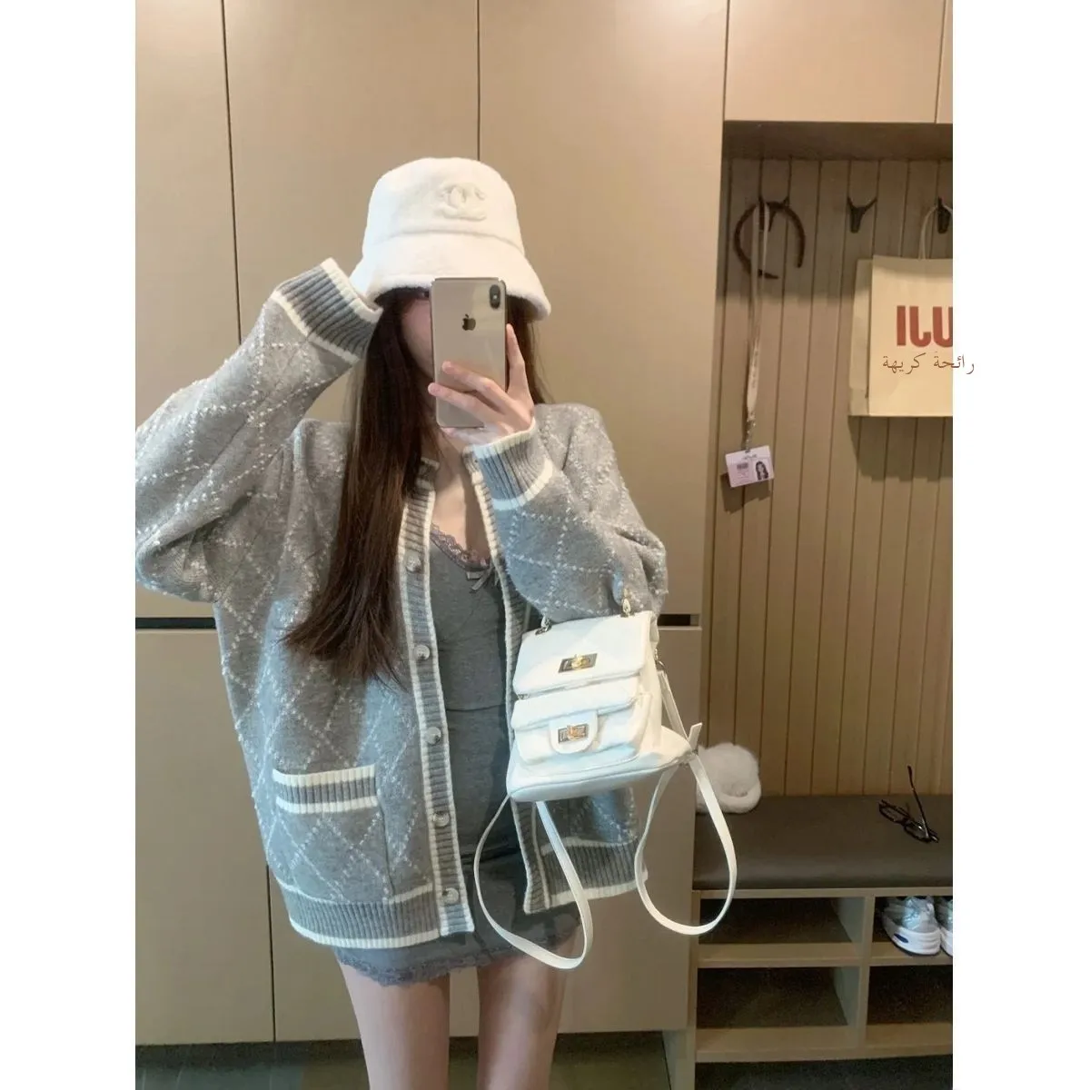 

Uni ey round Ne Long Sve Sweater Jaet Women's Spring Soft Loose Lazy Sle Slimming Casual Ele Ciwalk