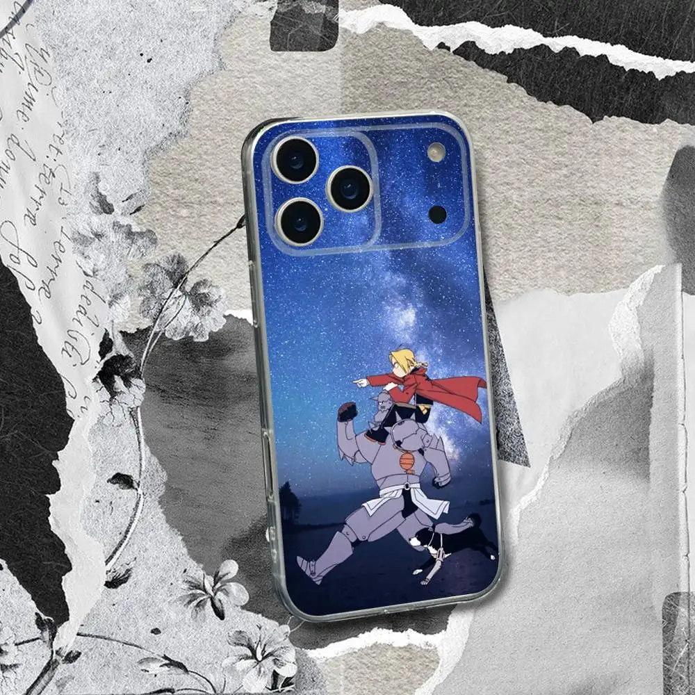 Anime FULLMETAL ALCHEMIST Handyhülle für iPhone 17,16,15,14,13,12,11 Pro,Max,Plus,X,XS,XR,SE4,E Mini Transparent Soft Cover