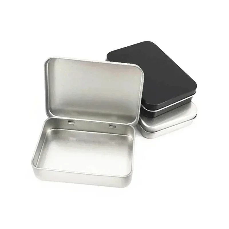 1pcs Metal Tin Silver Black Flip Storage Box Tool Box Money Coin Candy Key Business Card Storage Box