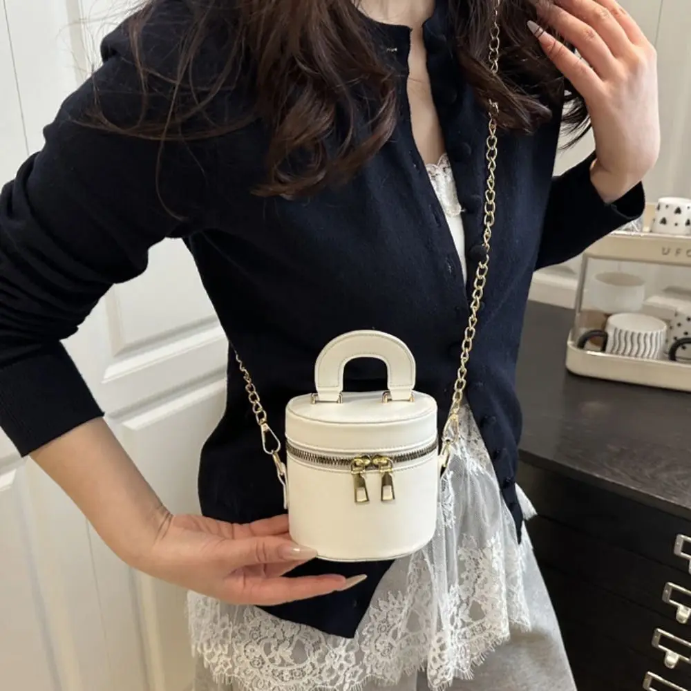 

Solid Color Box Crossbody Bag Minority Design PU Leather Mini Lipstick Bag Handbag Small Square Bag Cylinder Bag Girls