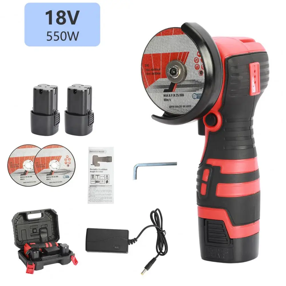 

18V 550W Handheld Angle Grinder Powerful Motor High Speed Electric Polishing Machine Non-Slip Battery-operated Cordless Cutter