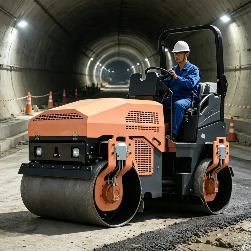Factory Price 1 Ton Double Drum Road Roller Vibratory Road Roller Mini Ride on Compactor for Asphalt Road Construction