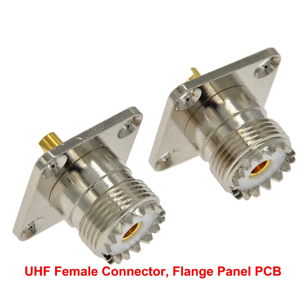 5PCS/lot Flange Panel Mount 4Holes SL16 SO239 PL-259 UHF Female Jack Connector Solder PCB UHF PL259-K PCB Connector High Quality