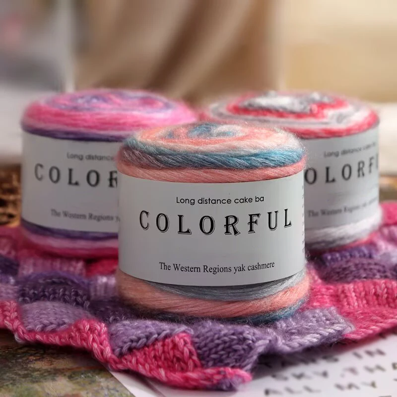 1 Bag = 2 Skeins = 200g New Gradient Cake Yarn, Colorful Knitting Balls, a Great Choice for Casual Knitting, Knitting Shawls, Crochet Hats and Scarves, Yarn Suitable for Beginners, Colorful Knitting Yarn