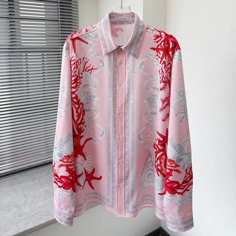 

Brand Spring/Summer Printed Men's Shirt Cotton Long Sleeve Casual Social Shirts Banquet Party Streetwear Shirts Camisa Masculina