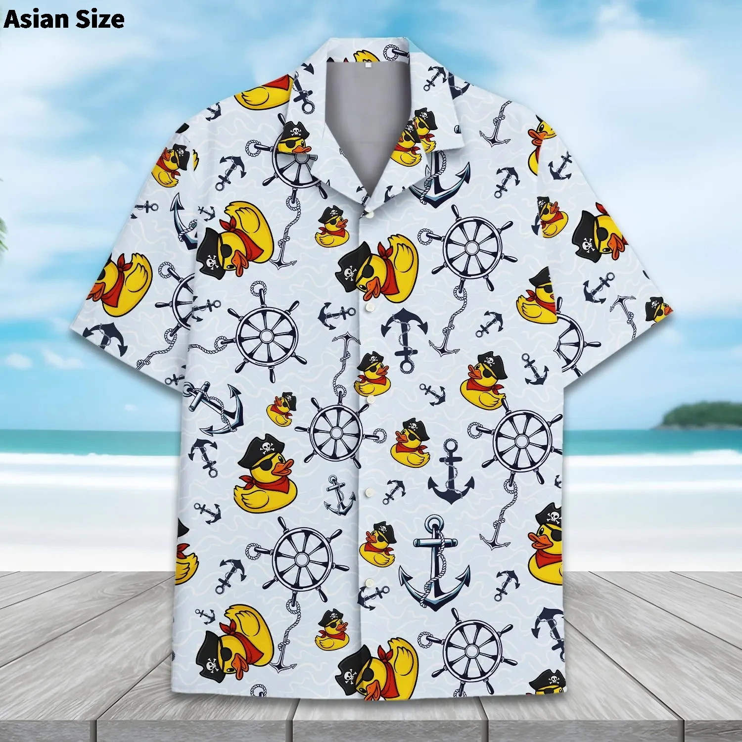 2026 Men's  Duck 3d Print Shirts Men Fashion Hawaiian Shirt Short Sleeve Casual Beach Shirts Boys Single-Breasted Blouse