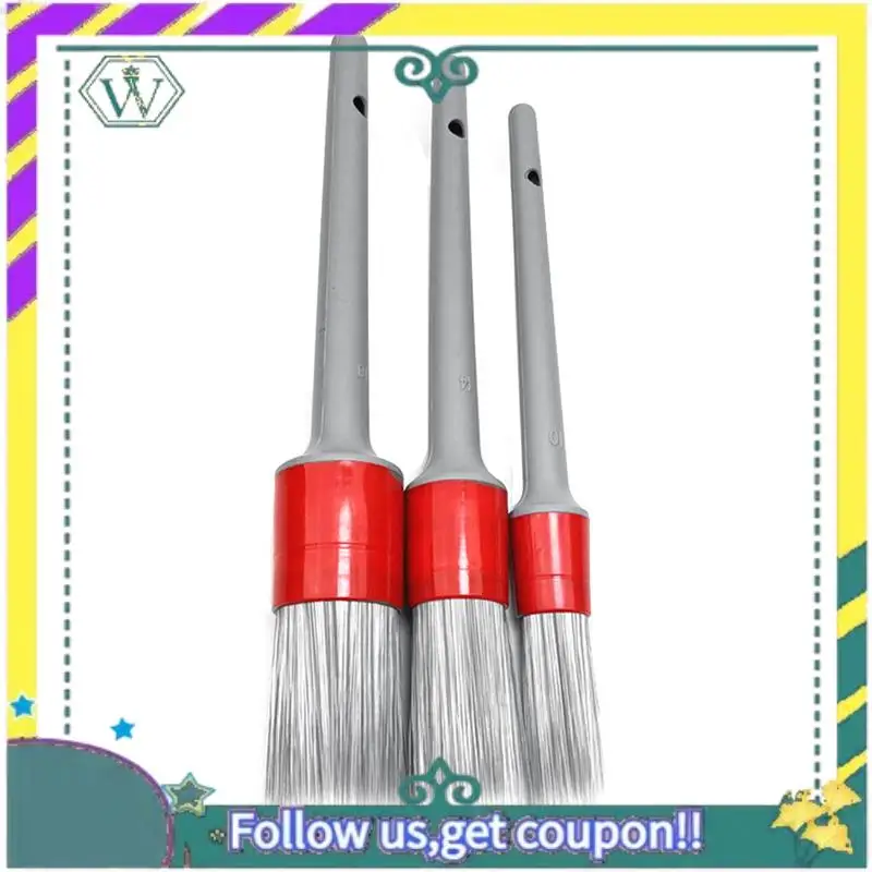 A82U-Super Soft Synthetic Detailing Brushes Set Handle For Wheels,Tires, Engine Bay, Leather Seats, Door Panels