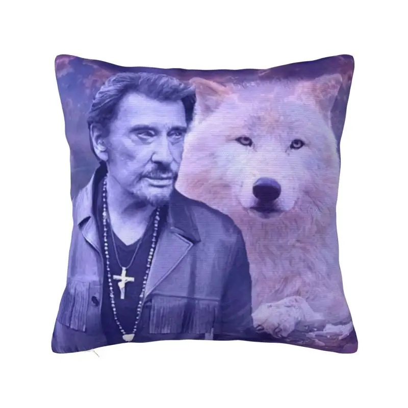 Johnny Hallyday Cushion Cover 60x60 cm Polyester Soft Rock Music Throw Pillow Case For Sofa Living Room Decoration Pillowslip