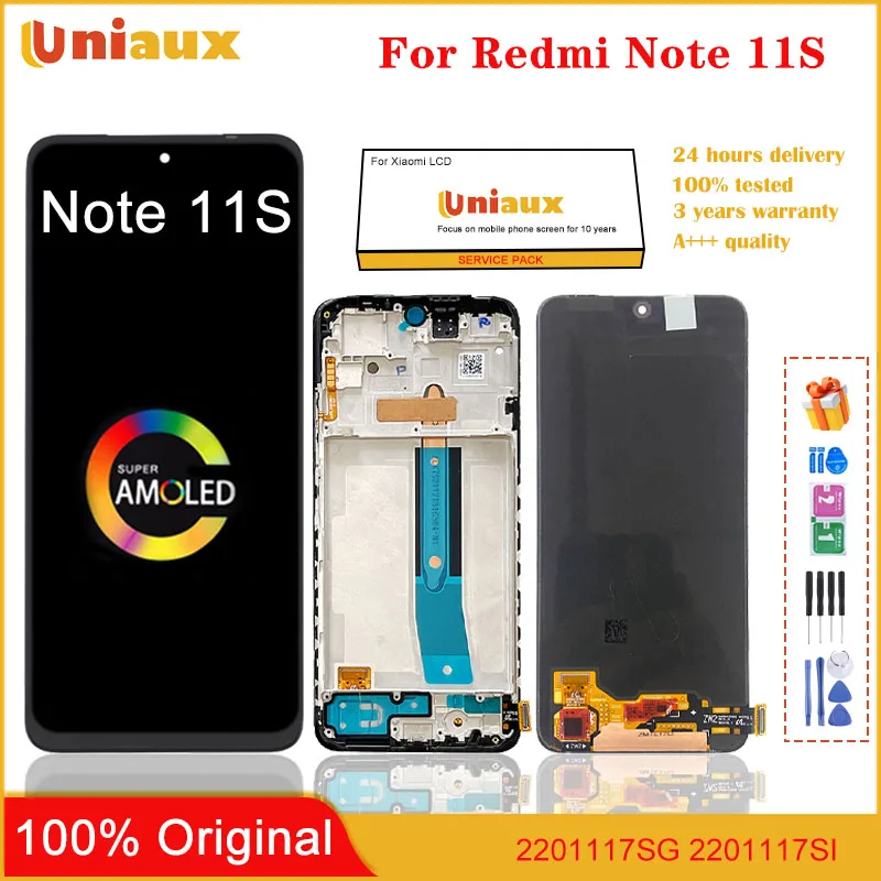 

6.43'' Original For Xiaomi Redmi Note 11S lcd Display Touch Screen Digitizer With Frame Replacement For Redmi Note 11s 2201117SG