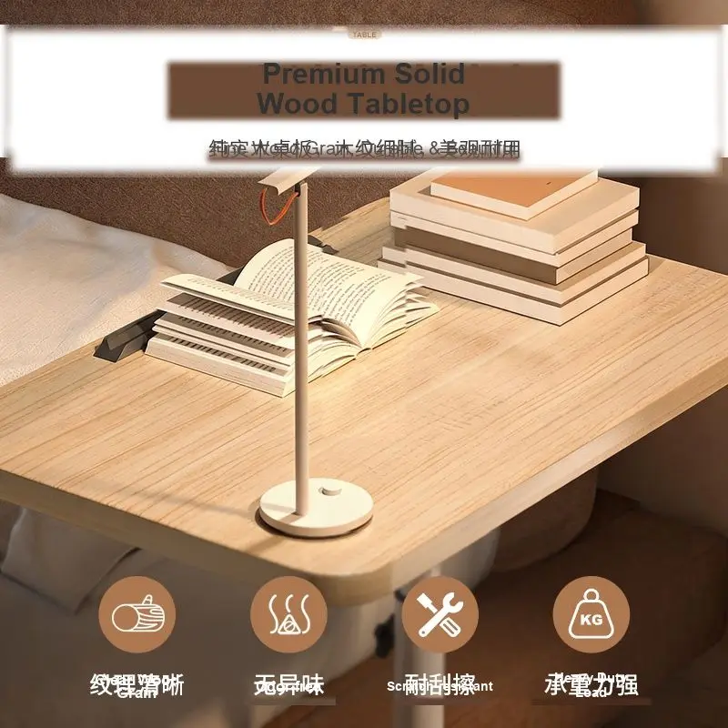 Solid Wood Simple Computer Table Movable Lifting Folding 360 Degree Rotating Desktop Sofa Bedside Notebook Table