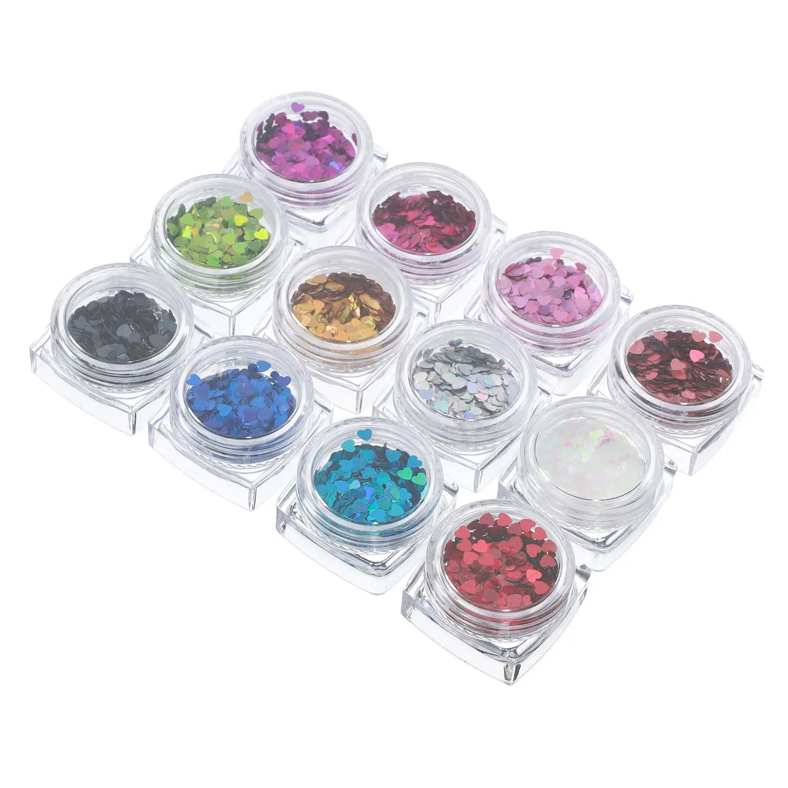 1Set Holographic Heart Shaped Nail Sequins Delicate Lightweight Safe Easy Apply DIY Valentine's Day Manicure Eye Makeup