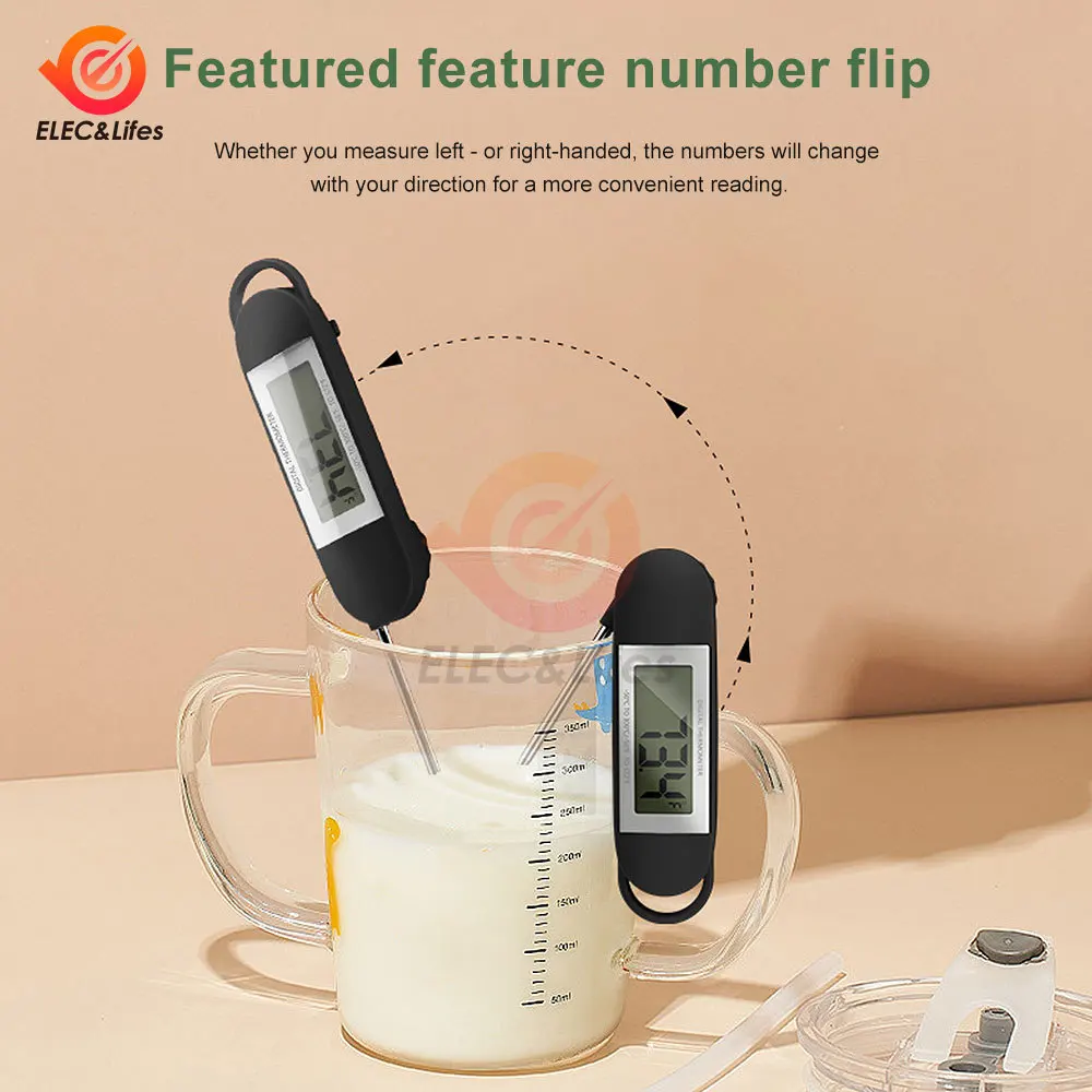 Digital Probe Thermometer Foldable Food BBQ Electronic Oven Kitchen Tools Waterproof Ultra Fast Digital Food Milk Thermometer