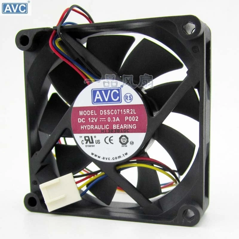 For For AVC DSSC0715R2L, P002 DC 12V 0.3A 4-wire 4-pin connector 100mm 70x70x15mm Server Square Cooling fan