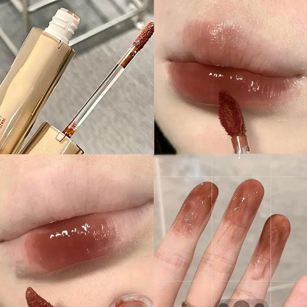 Batom Strawberry Jelly, Brilho Labial Líquido, Lábios Duros, Plumper Gloss, Maquiagem, Tinta Hidratante, Brilhante, L G4d0, 6 cores