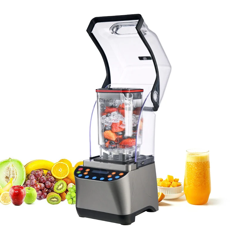 High Power Multifunctional Heavy Duty Commercial Home Blender Low Noise Smoothie & Milkshake Maker With Soundproof Cover