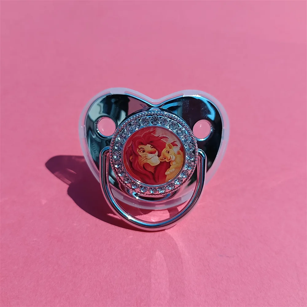 Gold Bling Pacifier for Newborn Boy Stitch Donald Duck Lion King Simba Silicone Nipples for Newborns Disney Creative Pacifiers