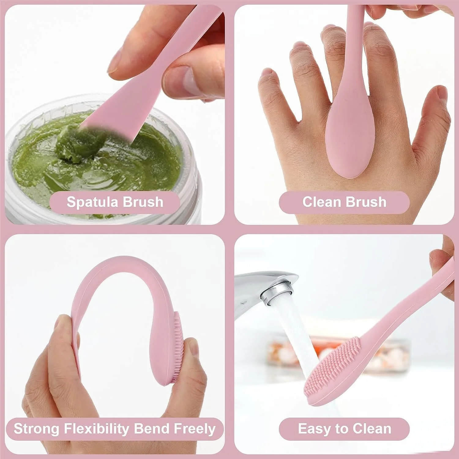 1PC Double Headed Silicone Face Cleansing Scrubber Brush Facial Mask Brush Applicator for Women Face Makeup Brush Skin Care Tool