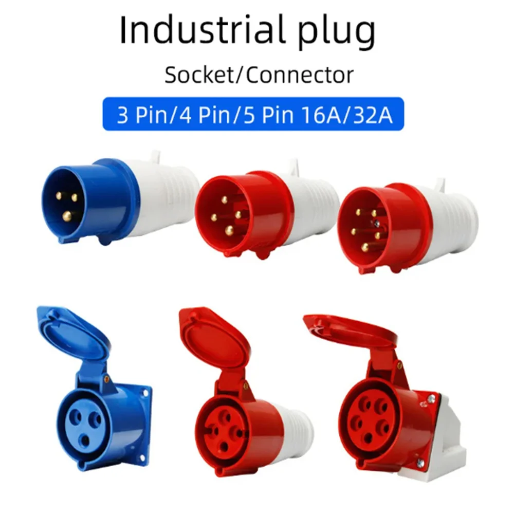 Impermeável e à prova de poeira Industrial Tomada, Conector de Aviação, macho e fêmea Plug, IP44 Set, 16A, 32A3 Core, 4 Core, 5 Core