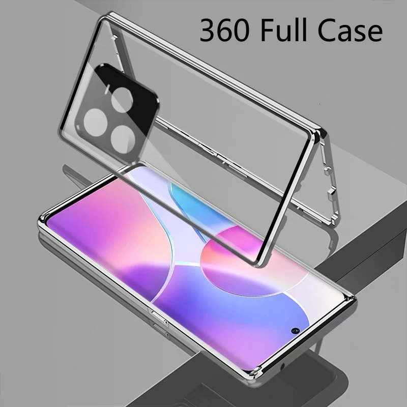 360 Full Case For Realme GT 7 Pro Case For Realme GT7 Pro Double Sided Magnetic Adsorption Metal Tempering Glass Protect Cover