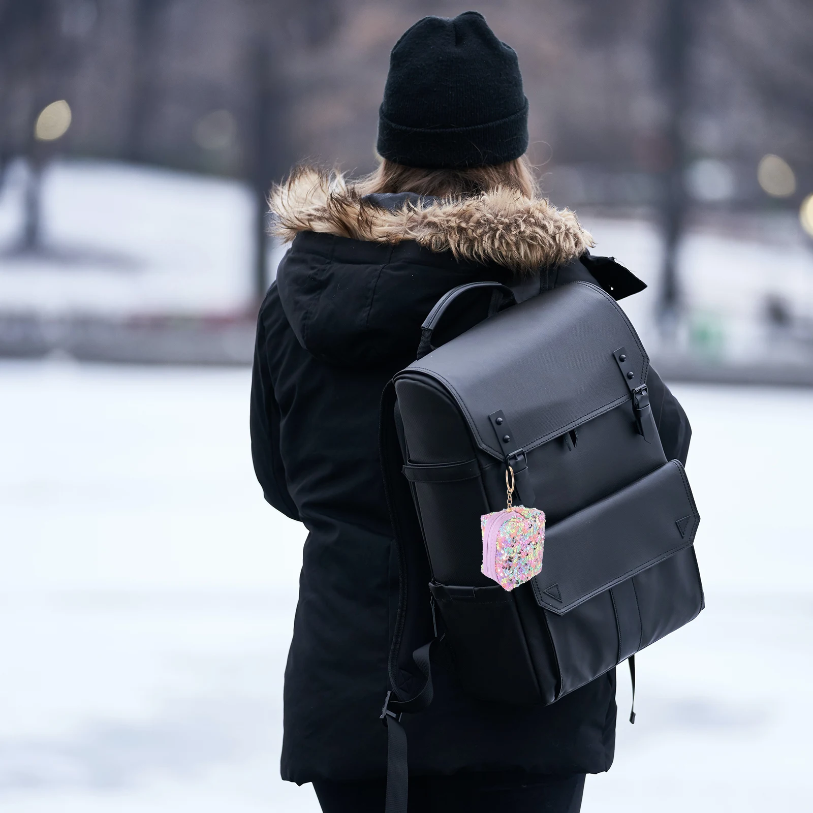 

Mini Coin Purse Keychain Sequin Small Change Wallet Pouch Portable Organizer for Women Fashion Accessory