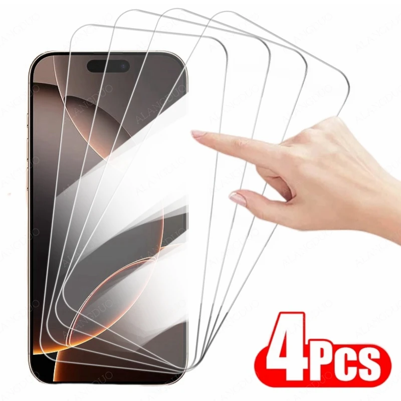 4PCS Advanced Tempered Glass For iPhone 16/15/14/13/12 Fall Prevention Protective Glass For iPhone 15ProMax 16ProMax HD Glass