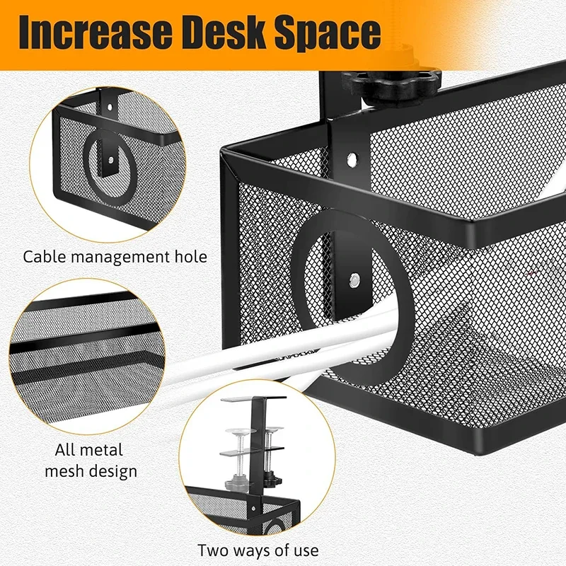 Cable Management Under Desk No Drill Desk Cable Management Box for Office Home No Damage to Desk