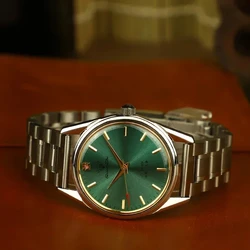 Fashion Luxury Shanghai Mechanical Watch Diamond Brand Green Dial Waterproof Stainless Steel Leather Strap Mens Watch Starking