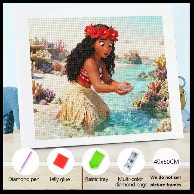 

1 шт. Моана тропические приключения 5D DIY комплект алмазной живописи 40x50 см, мультфильм Диснея принцесса океан сцена полная дрель горный хрусталь драгоценный камень